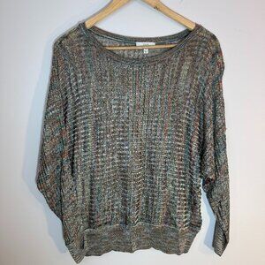 Vintage Joie Sheer Oversized Mesh Dolman Sleeve Linen Blend Sweater Size S